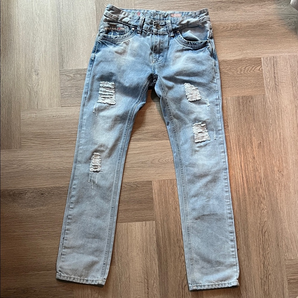 Chili Pepper- For Successful Living Light Blue Distressed Jeans